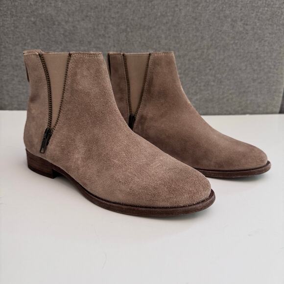 Fry Shoes Womens 7.5 Ash Tan Suede Carly Zip Chelsea Boots B 3478248-Ash - Picture 1 of 12